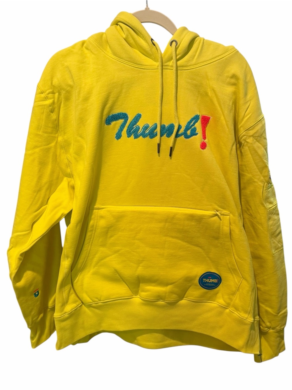 Thumb! Yellow Hoodie Graphic Pullover Sweatshirt Size XL